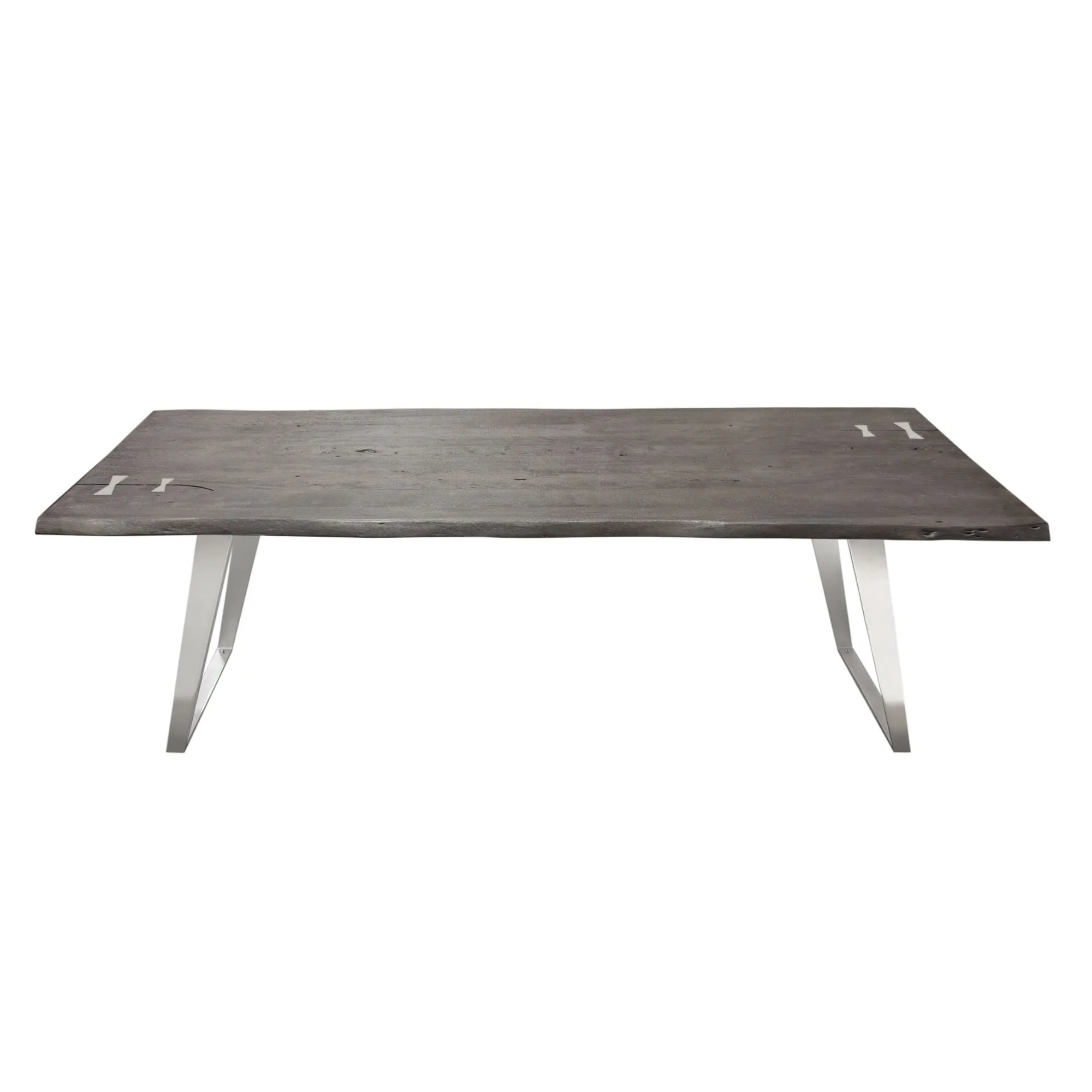 Titan Solid Acacia Wood Dining Table in Espresso Finish w/ Silver Metal Inlay & Base by Diamond Sofa