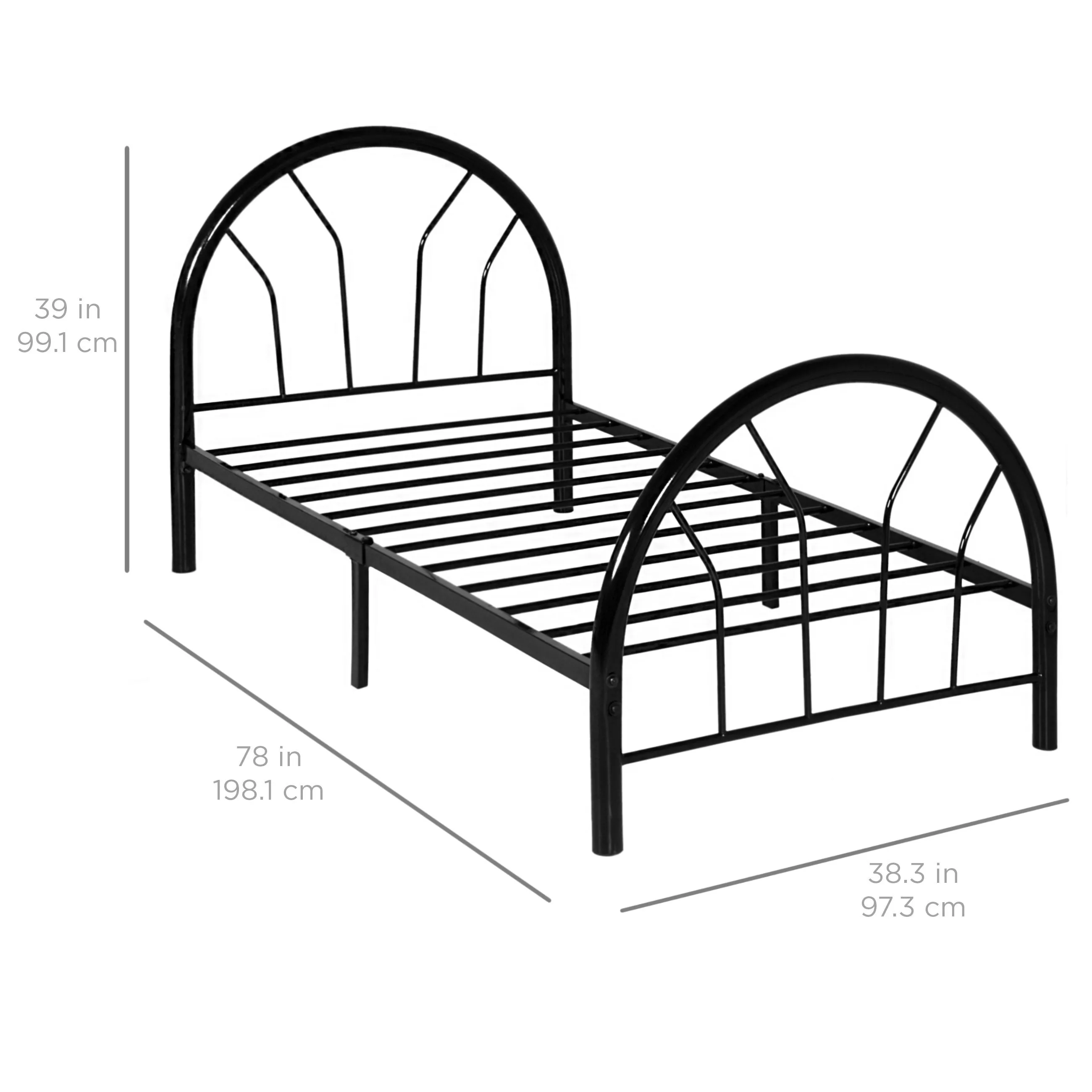 Twin Metal Bed Frame w/ Headboard, Footboard - Black