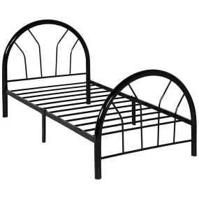 Twin Metal Bed Frame w/ Headboard, Footboard - Black