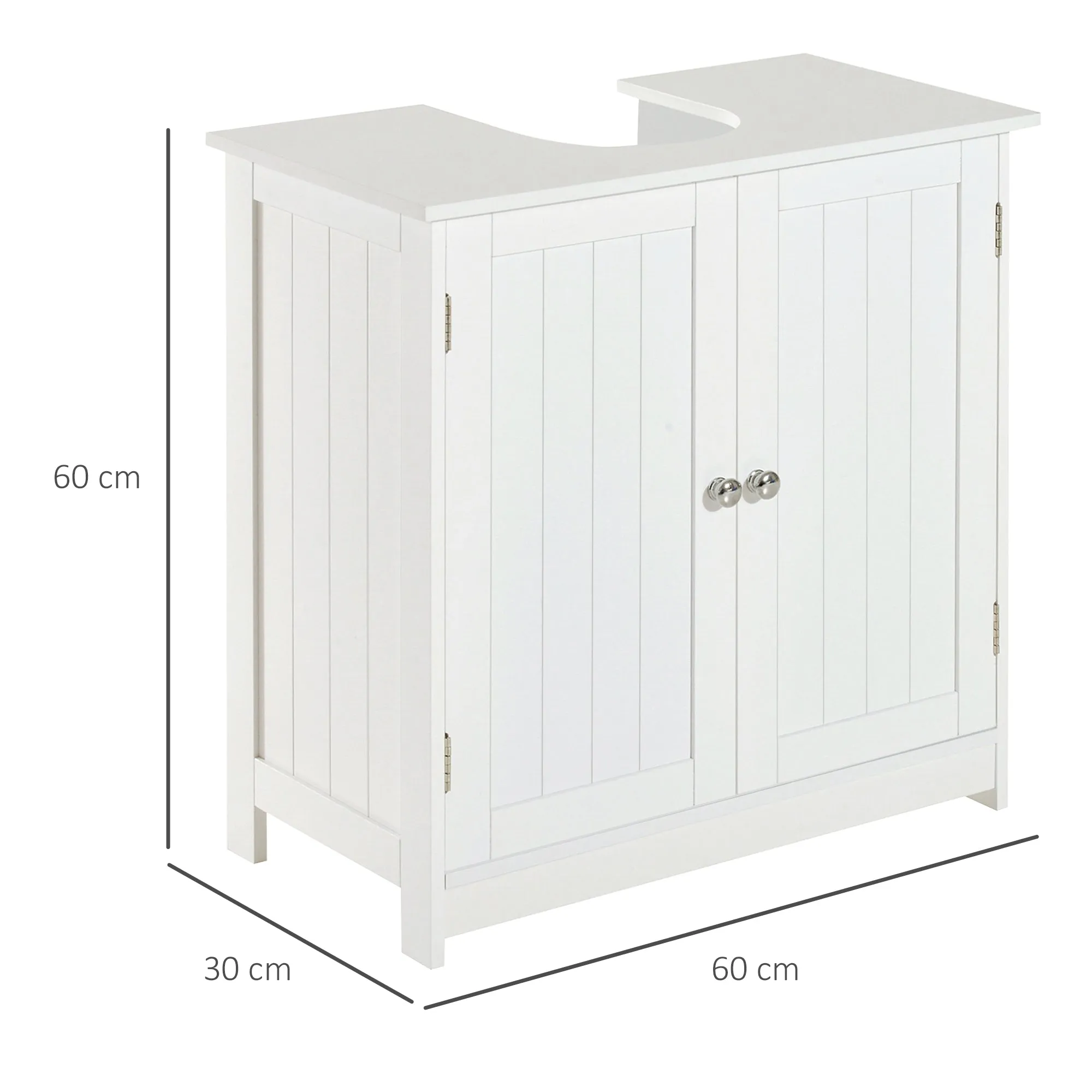 Under Sink Bathroom Storage Cabinet 2 Layers Vanity Unit Wooden - White