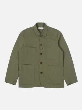 Universal Works Bakers Jacket in Light Olive Twill