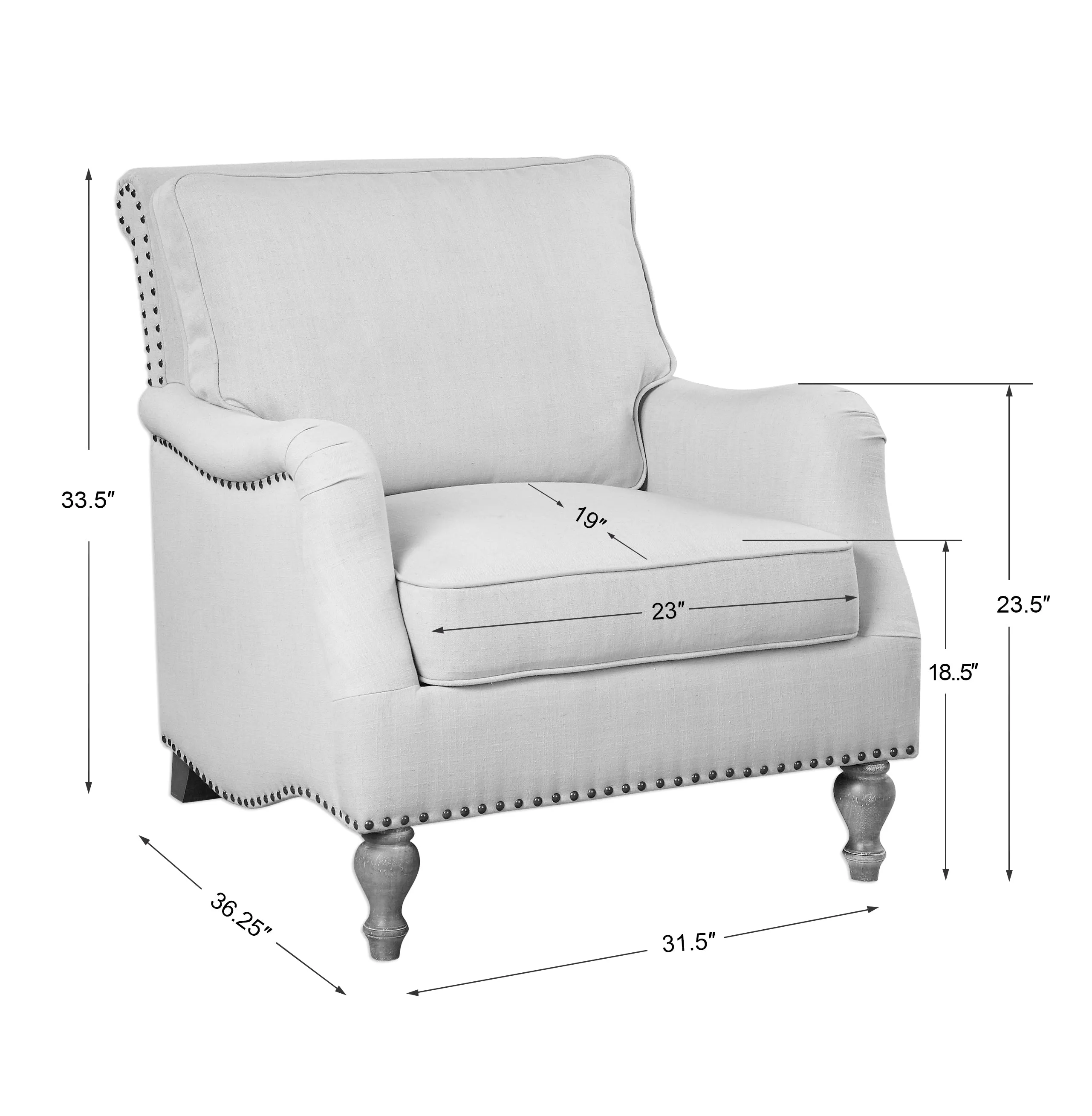 Uttermost Armstead Antique White Armchair