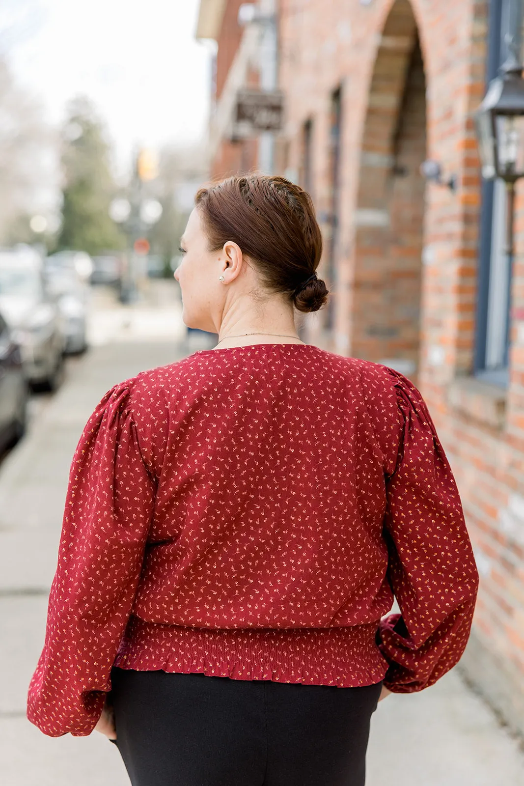 V-Neck Smocked Blouse