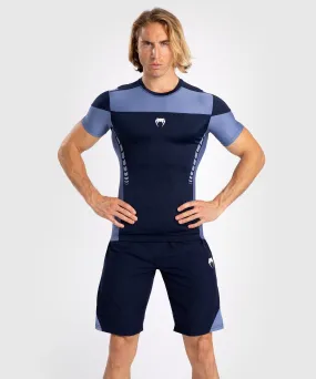 Venum Tempest Men's Short Sleeve Rashguard - Navy Blue/Blue