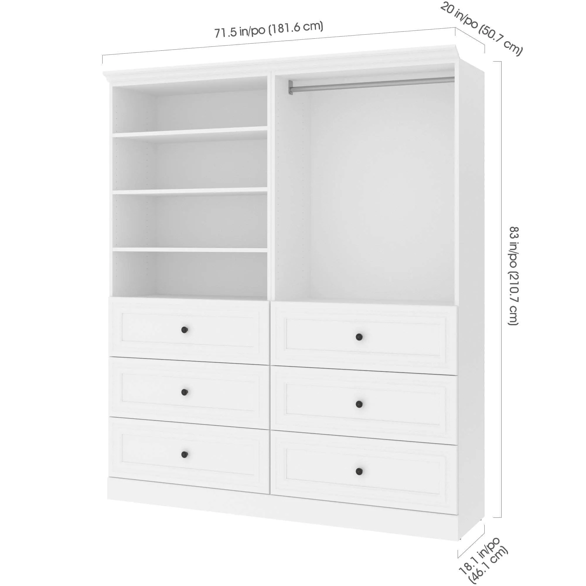 Versatile 72“ Closet Organizer - White