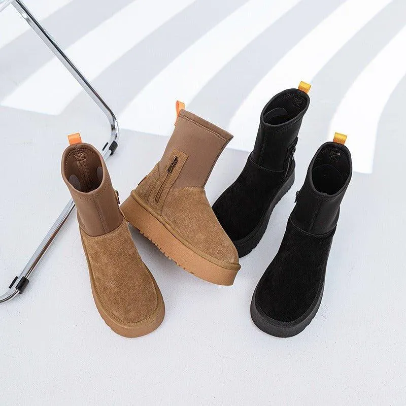 Versatile Winter Pencil Boots with Side Zipper