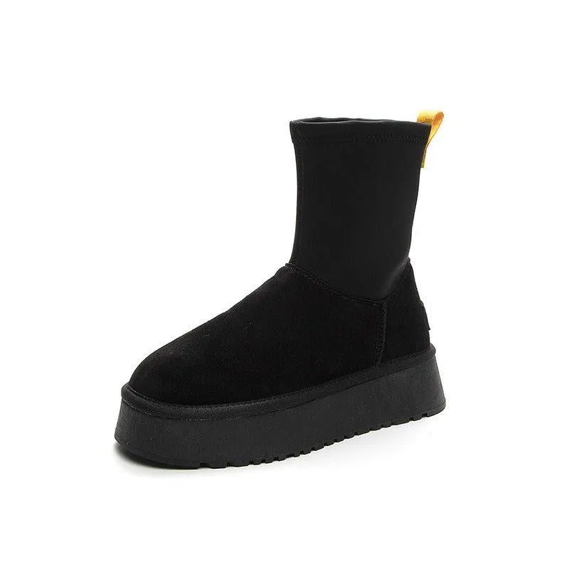 Versatile Winter Pencil Boots with Side Zipper