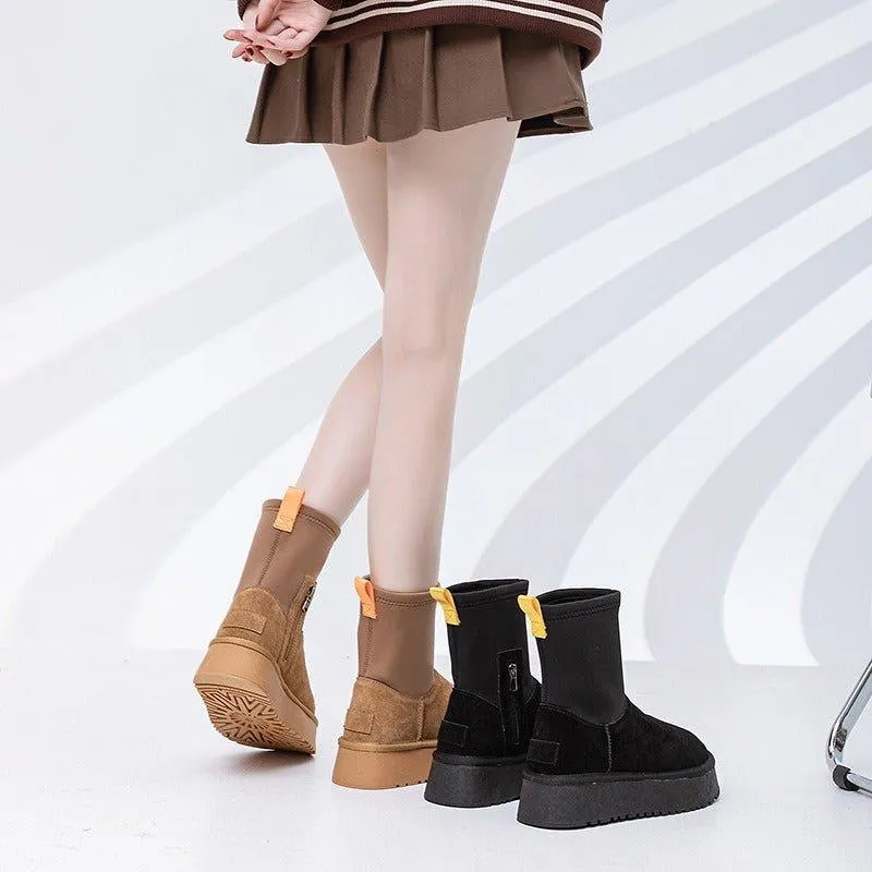 Versatile Winter Pencil Boots with Side Zipper