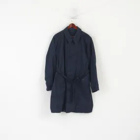 Vintage Men L 184 Coat Navy Cotton Military Croatian Belted Maribor 1979 Trench