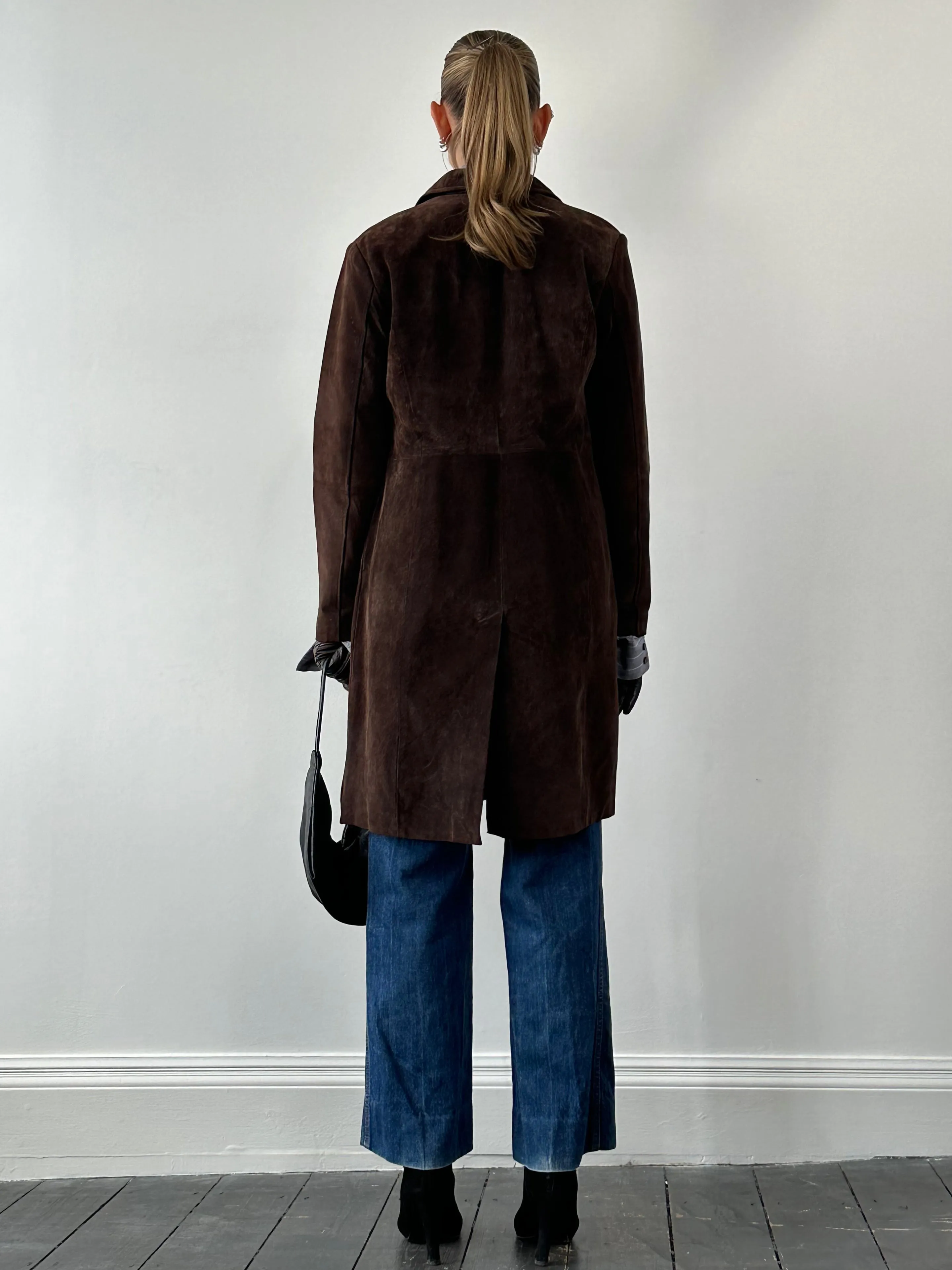 Vintage Suede Trench Coat - L