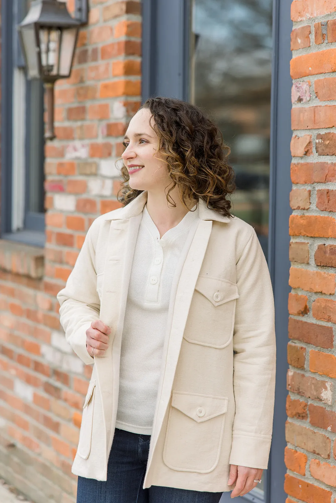 Waffle V-Neck Henley - Ivory