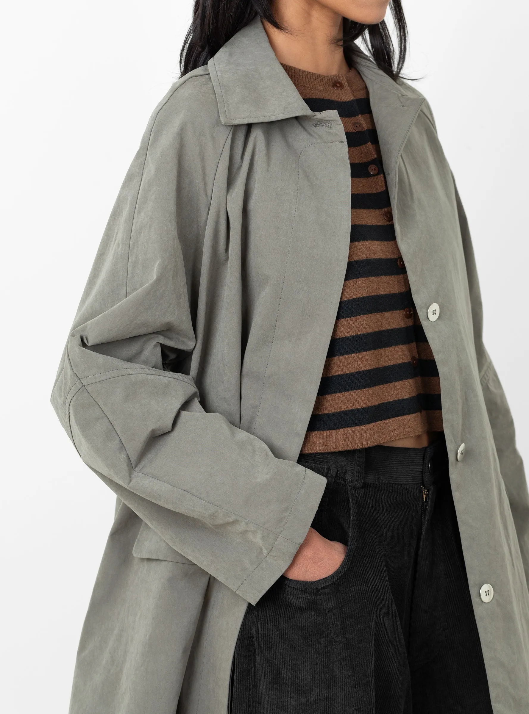 Wax Cotton Trench Taupe Grey