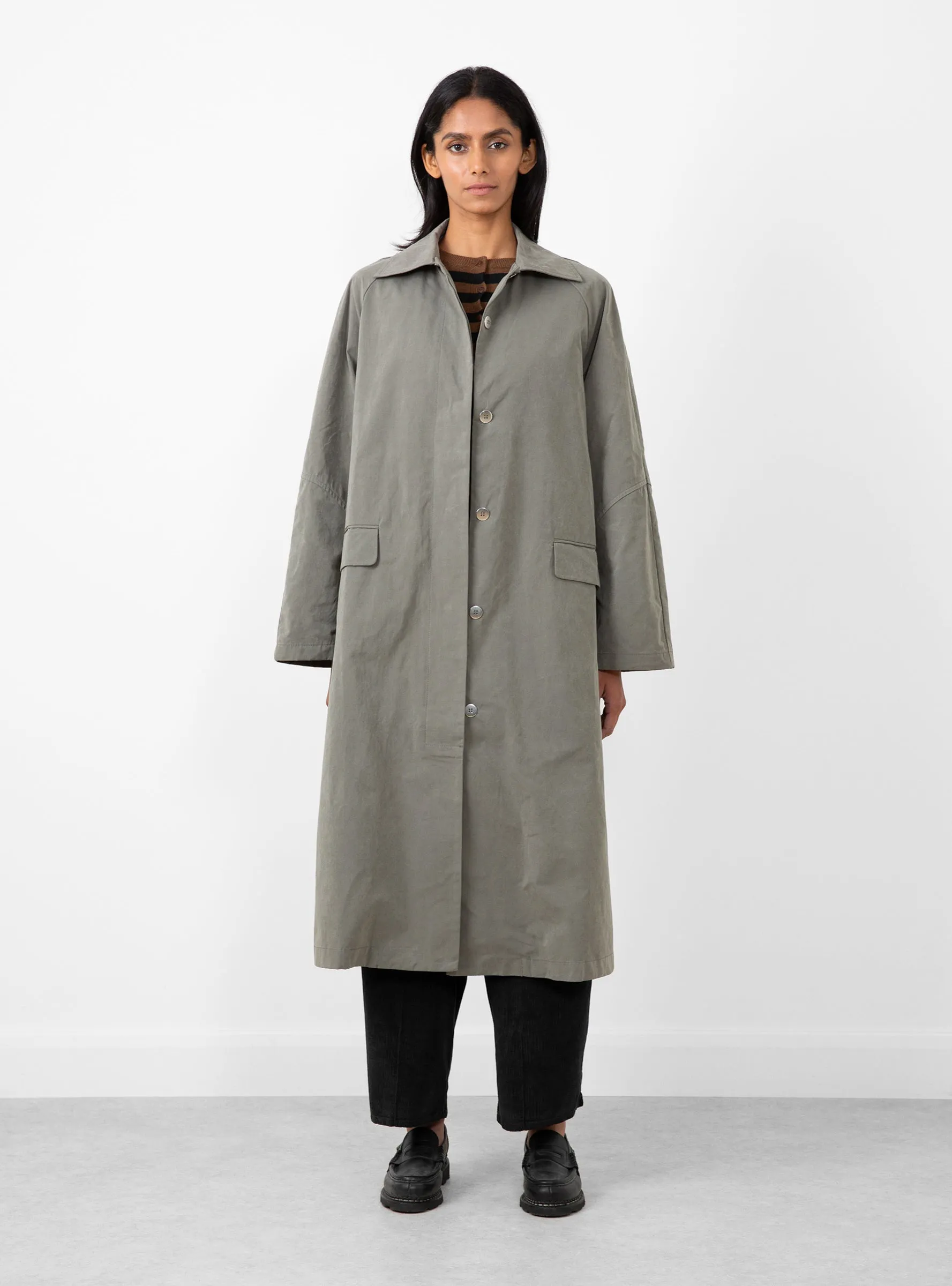 Wax Cotton Trench Taupe Grey