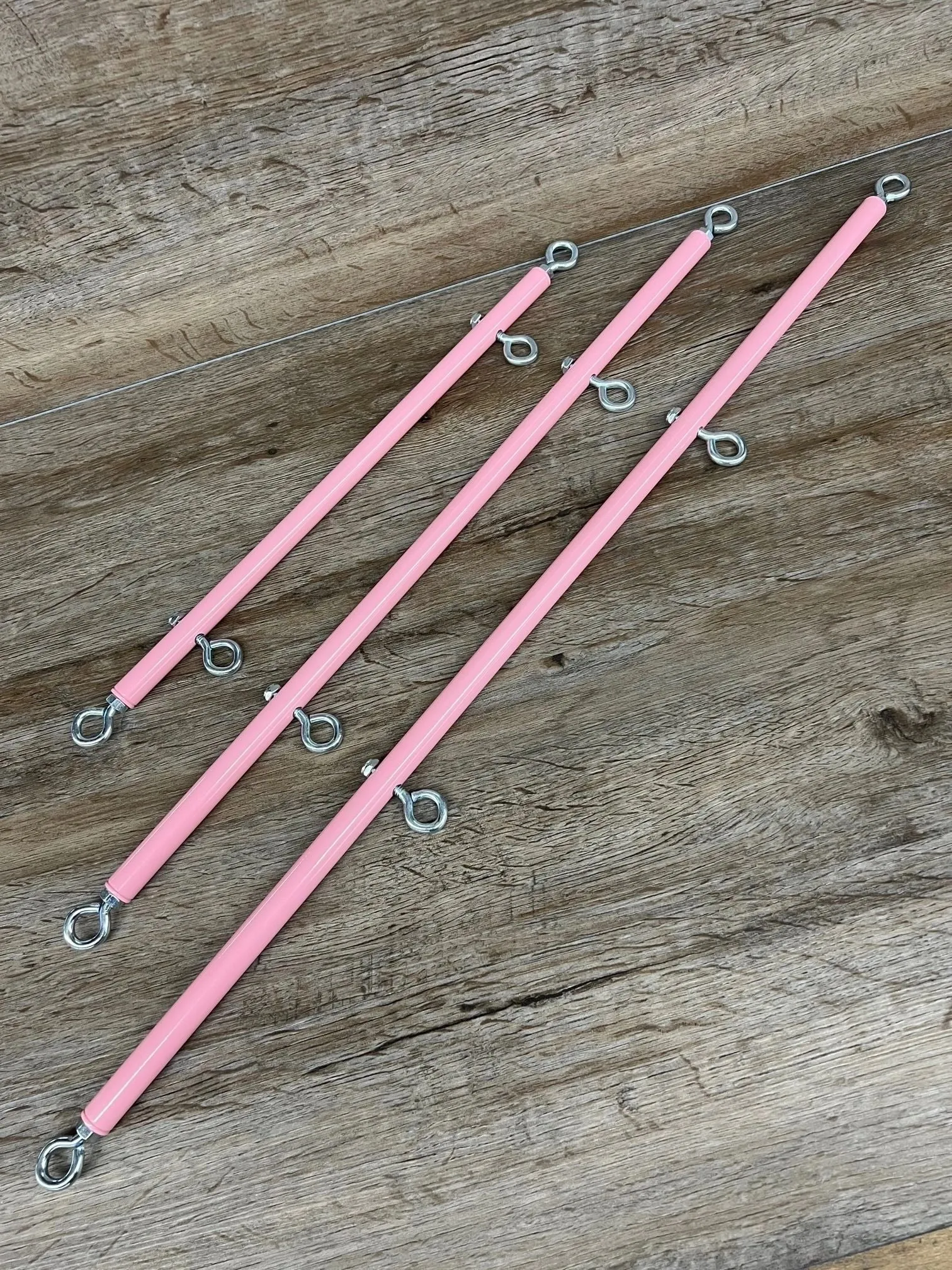 Wholesale Pretty in Pink Wrist, Ankle or Thigh Fixed Length Spreader Bar with Additional Attachment Point Eye Loops