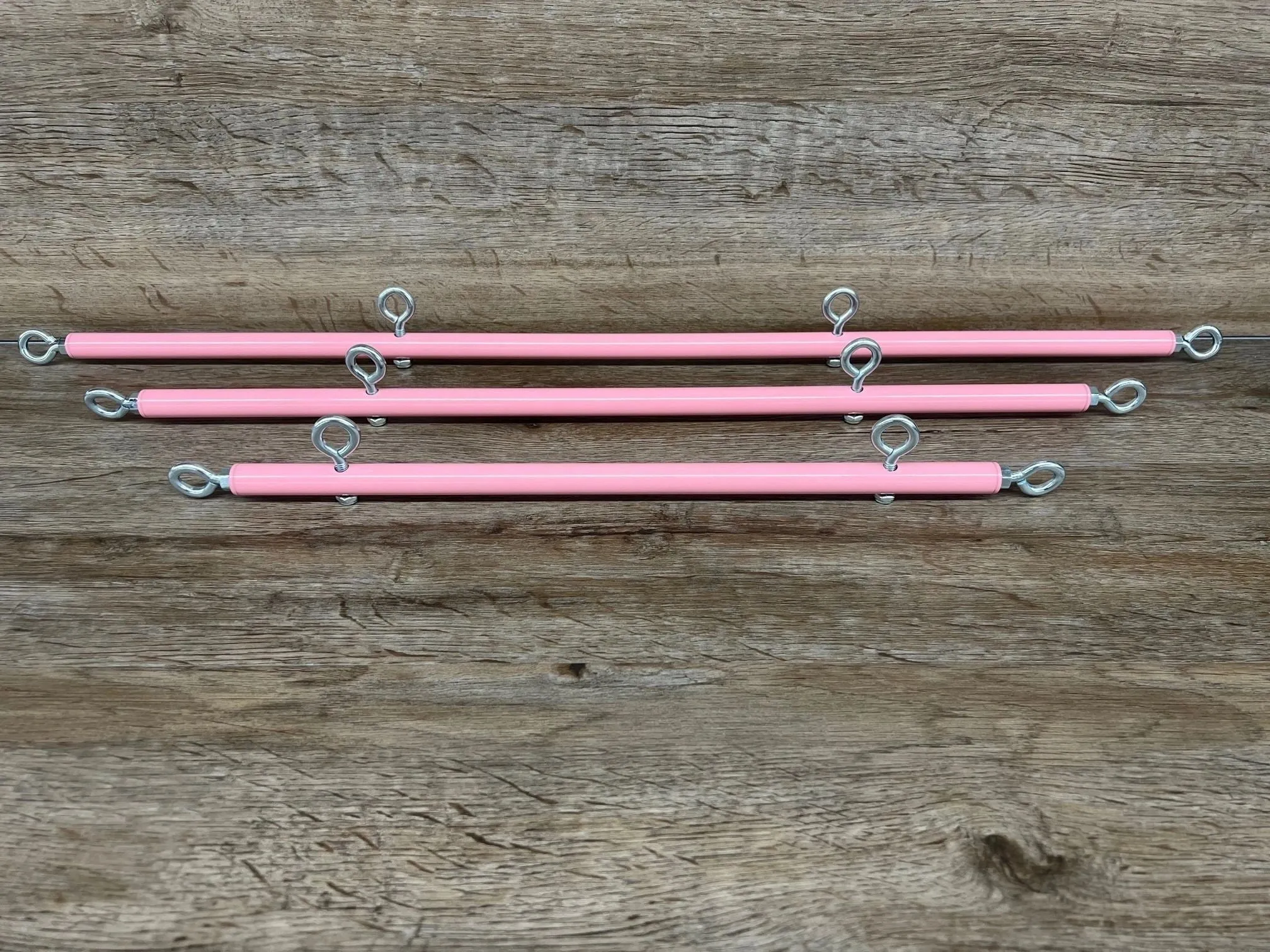 Wholesale Pretty in Pink Wrist, Ankle or Thigh Fixed Length Spreader Bar with Additional Attachment Point Eye Loops