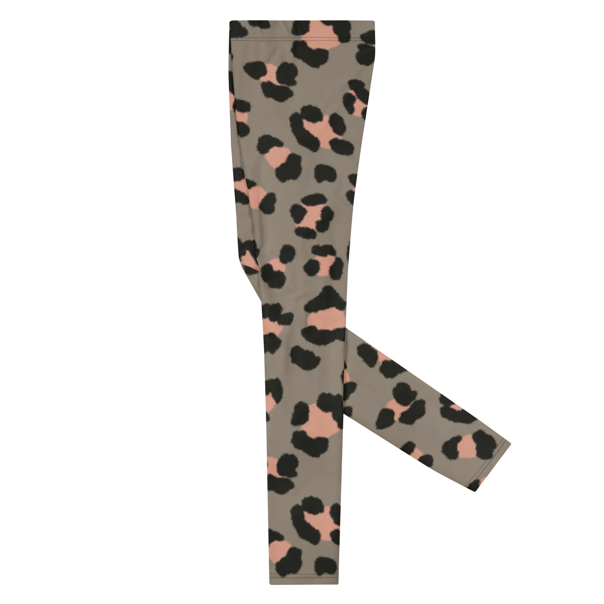 Wild Pink Leopard Men's Leggings, Leopard Animal Print Best Premium Running Tights For Men - Made in USA/EU/MX