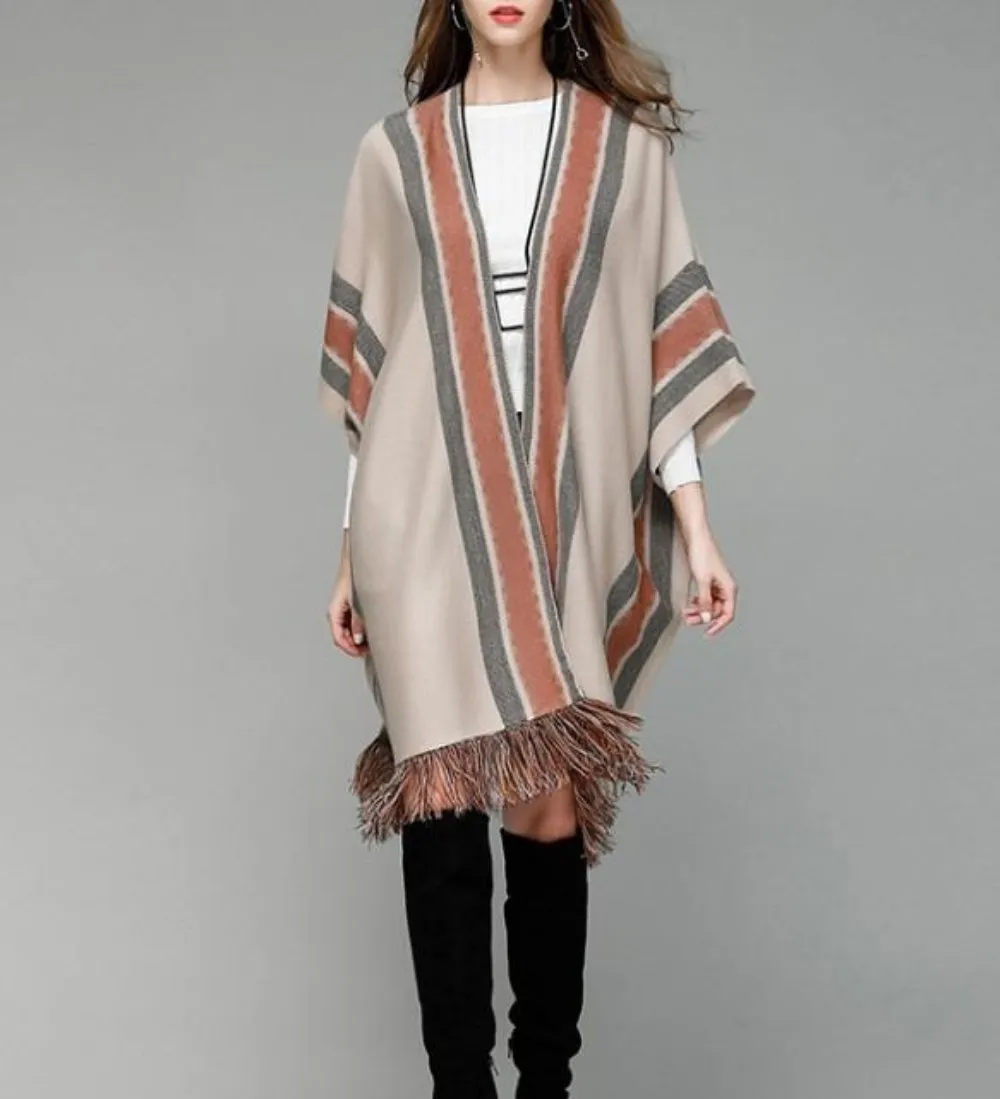 Womens Batwing Open Front Poncho Cape