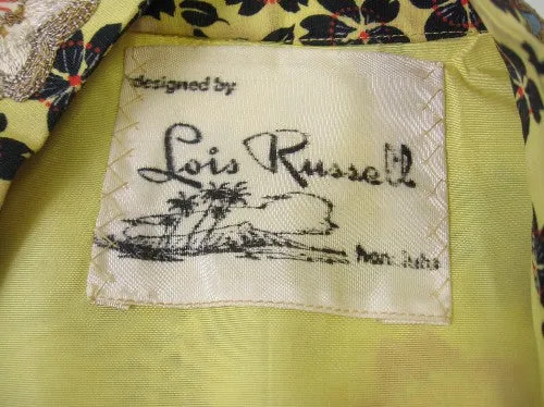 Women's Jacket 40s  Lois Russell Hawaii Fit and Flare Vintage Asian Style Embroidered Kimono Fabric VFG Medium