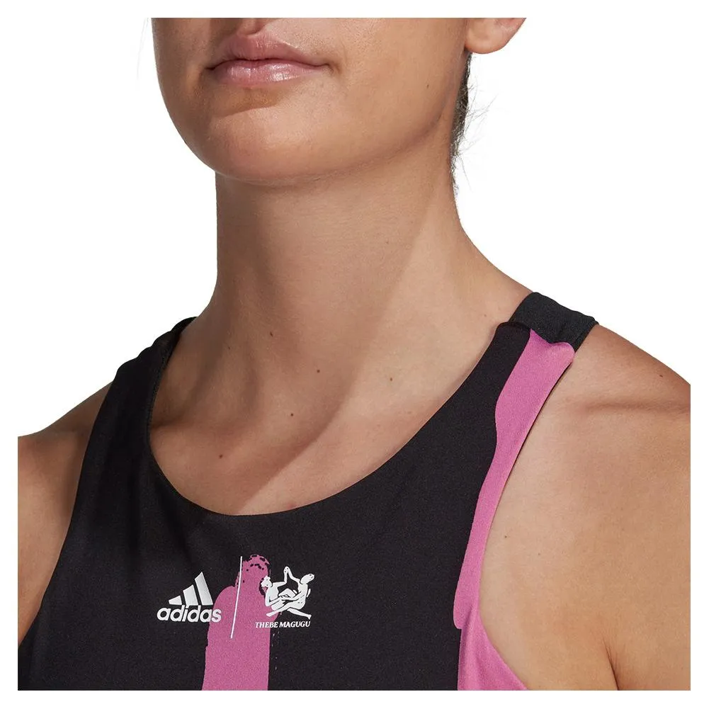 Women's New York Y-Back Tennis Tank Black and Semi Pulse Lilac