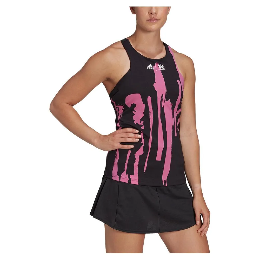 Women's New York Y-Back Tennis Tank Black and Semi Pulse Lilac