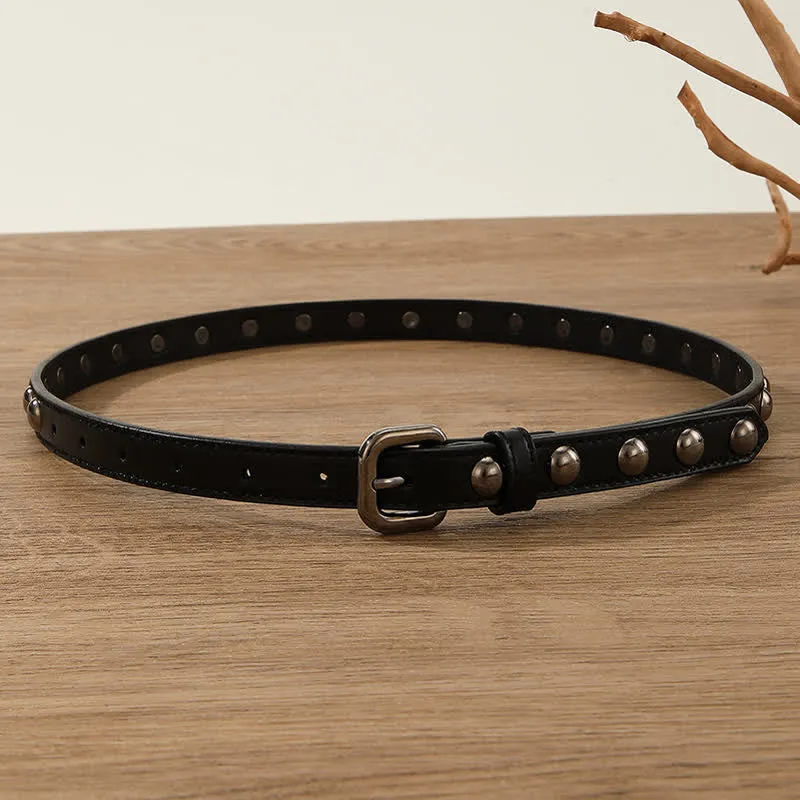 Women's Punk Rock Round Studded Leather Belt