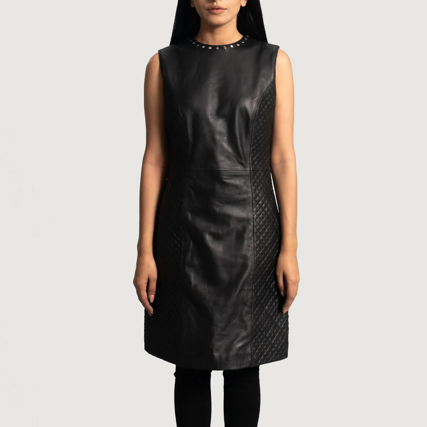 Women's Sleeveless Black Real Leather Trench Long Overcoat