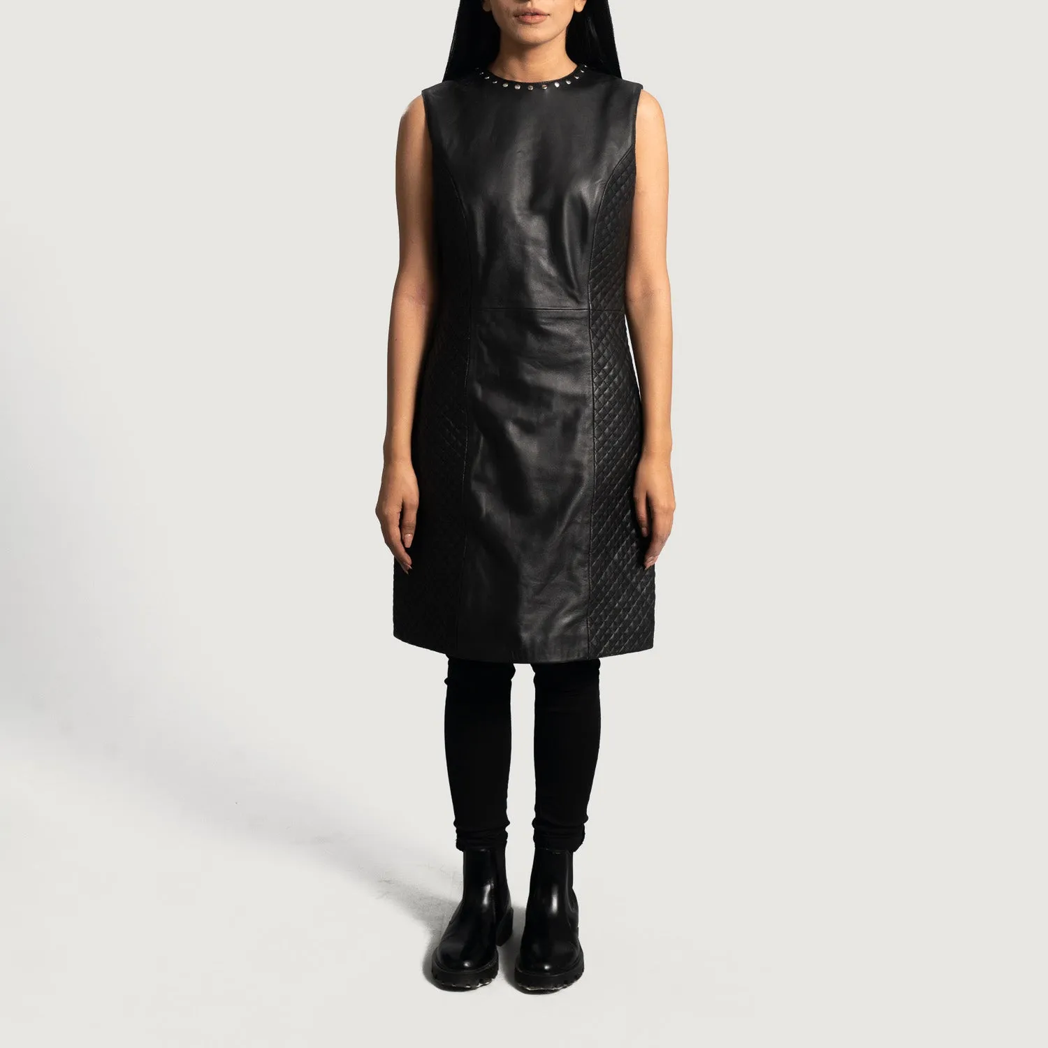 Women's Sleeveless Black Real Leather Trench Long Overcoat