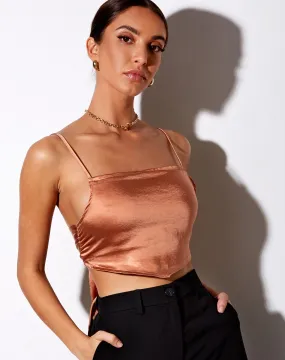 Zashe Cami Top in Satin Rose Gold